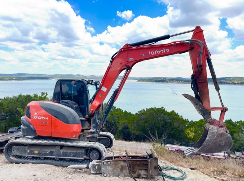 Kubota excavator above Canyon Lake