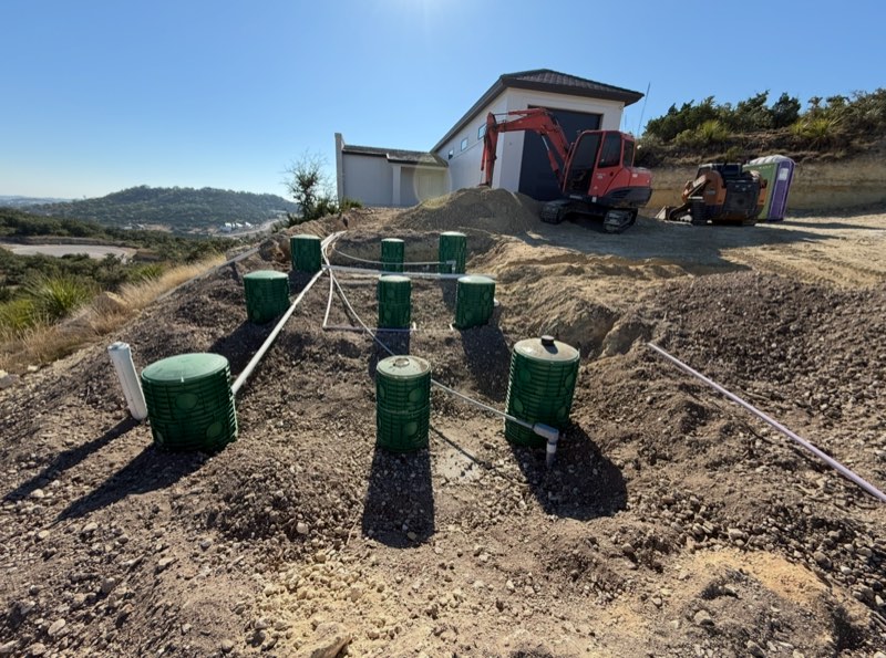 Septic install at a hilltop home with a view